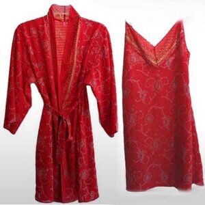 Josie Natori 2pc Women’s S-M Robe & Nightie Dress Pajama Set